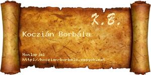 Koczián Borbála névjegykártya